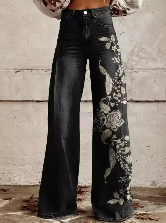 Elena | Pantaloni vintage floreali artigianali per un look chic
