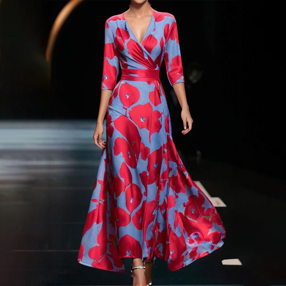 Béatrice | Abito artigianale con scollatura a V per un'eleganza senza tempo