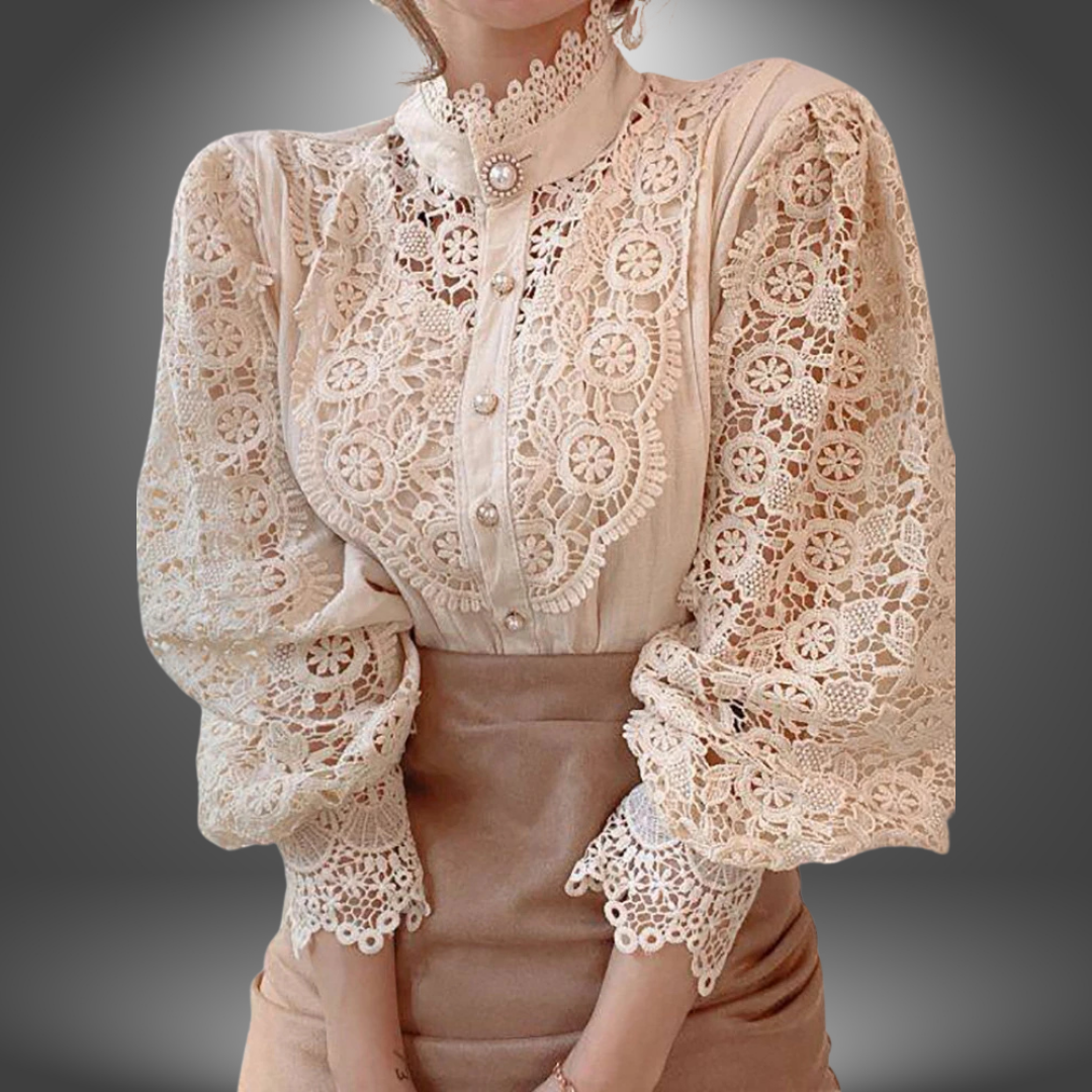 Chiara | Camicia Artigianale con Pizzo Floreale Ricamato