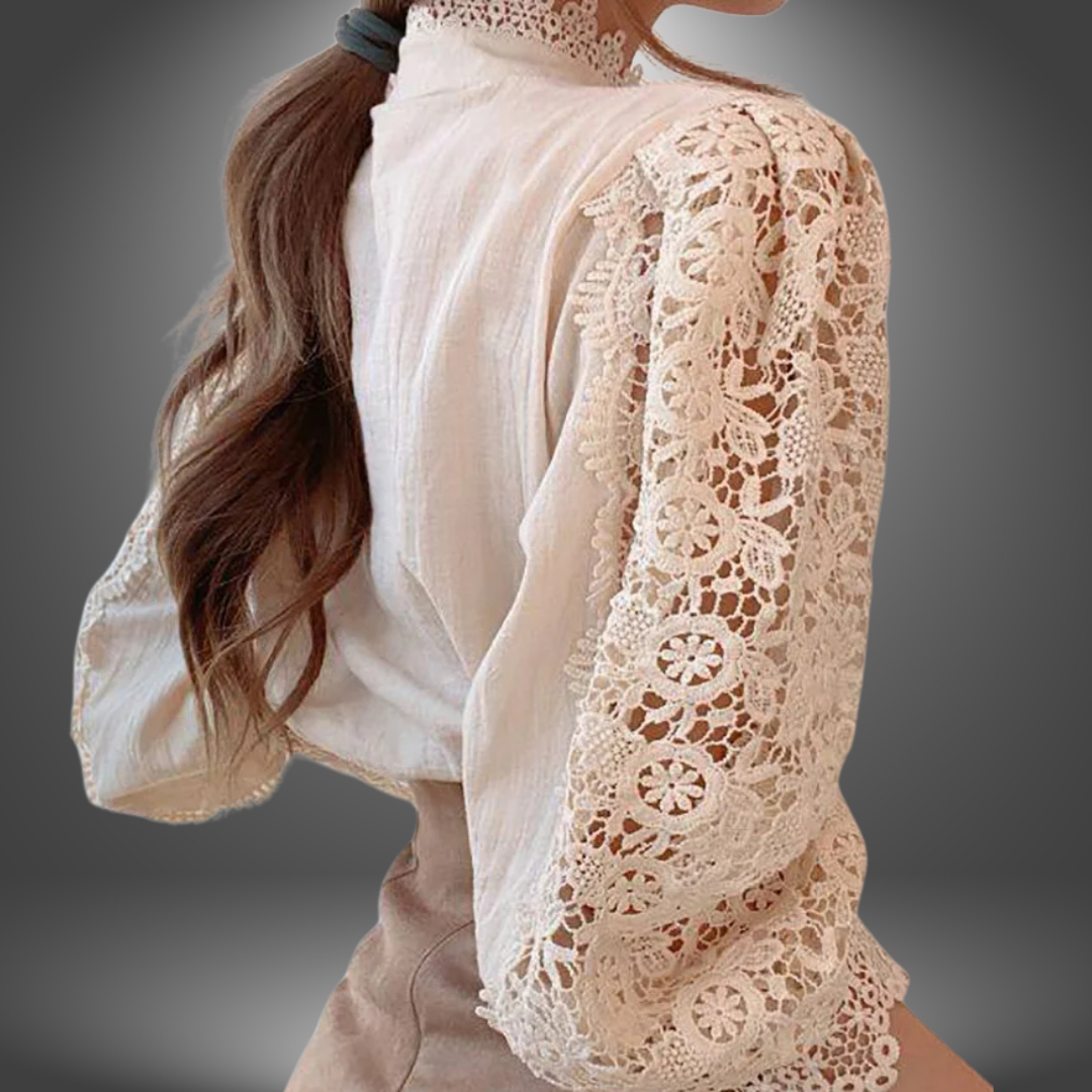 Chiara | Camicia Artigianale con Pizzo Floreale Ricamato