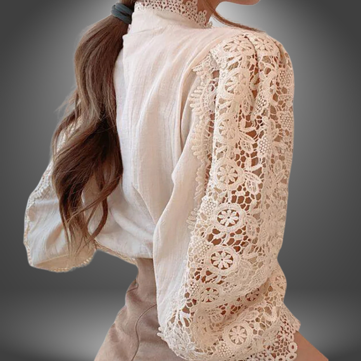 Chiara | Camicia Artigianale con Pizzo Floreale Ricamato
