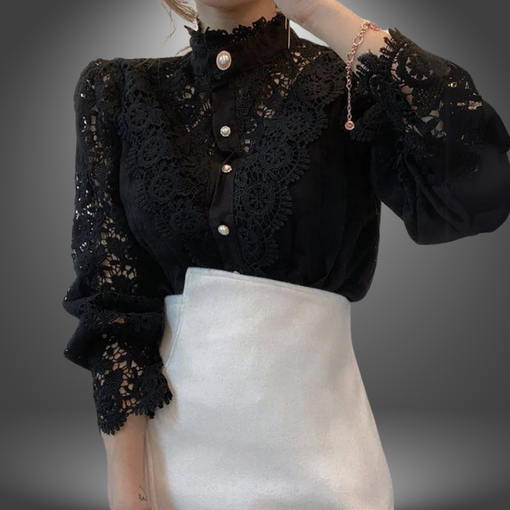 Chiara | Camicia Artigianale con Pizzo Floreale Ricamato