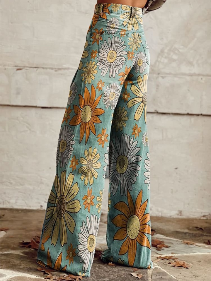 Evelyn | Pantaloni Boho floreali vintage in tessuto premium