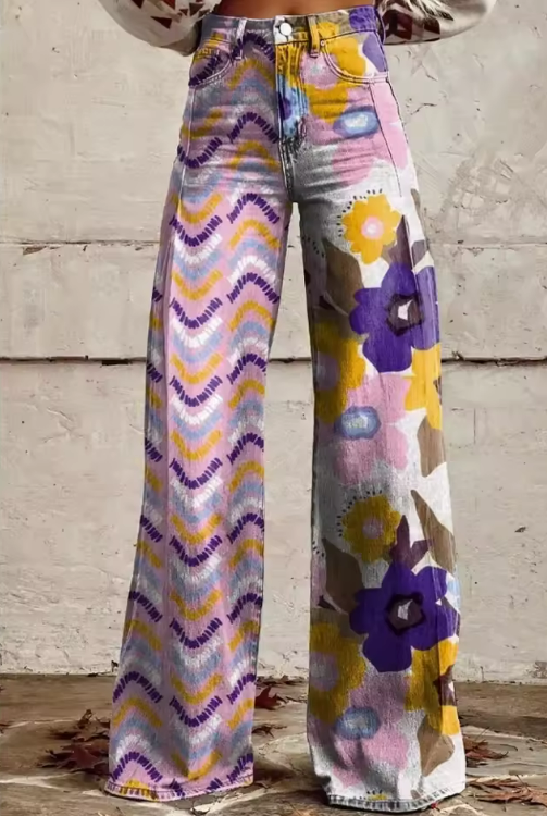 Isadora | Pantaloni boho floreali artigianali