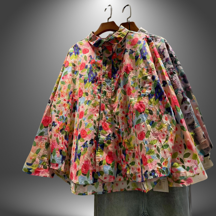 Luna | Camicia Floreale Artigianale da Donna
