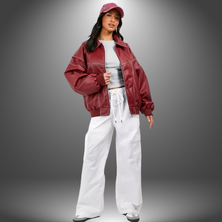 Sabrina | Giacca in Pelle Oversize Artigianale