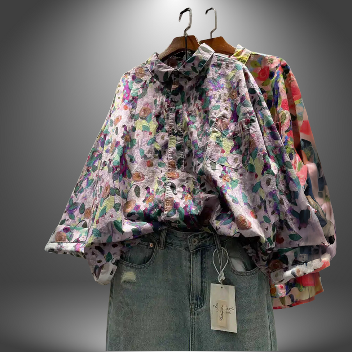 Luna | Camicia Floreale Artigianale da Donna