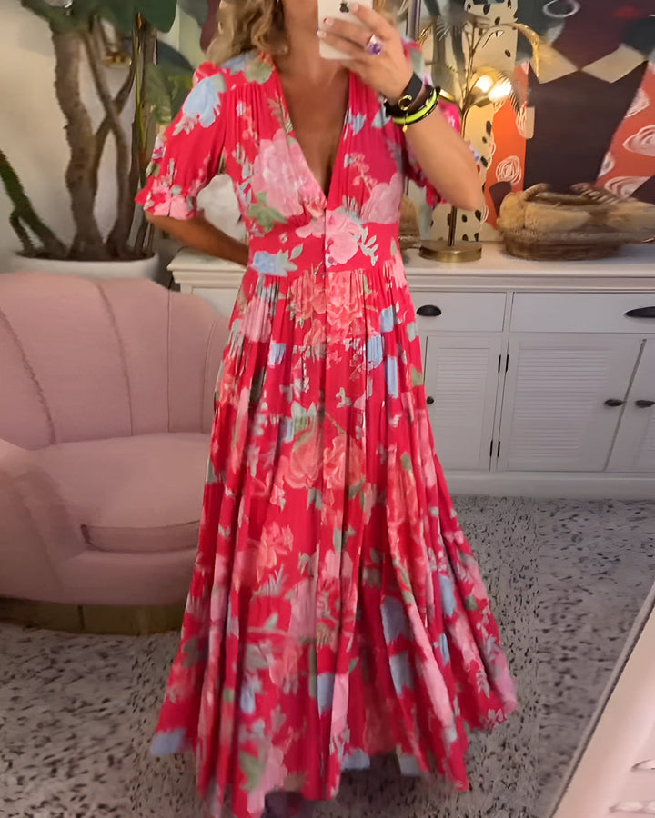Carine | Abito con scollo a V e stampa floreale