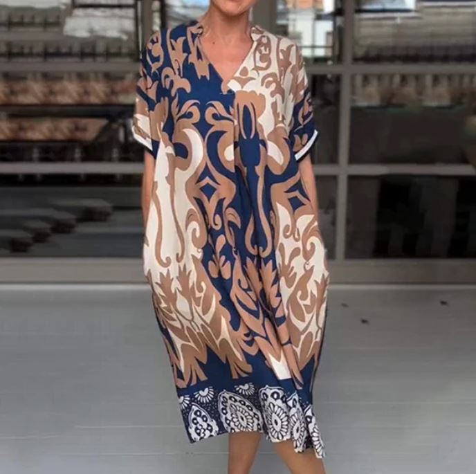 Siria | Vestito organico svasato con scollo a V elegante
