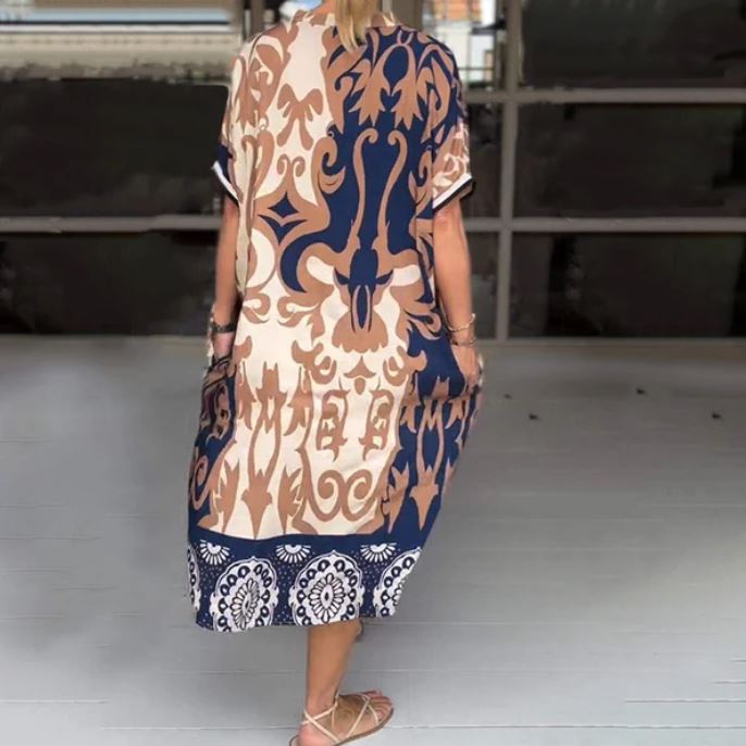 Siria | Vestito organico svasato con scollo a V elegante