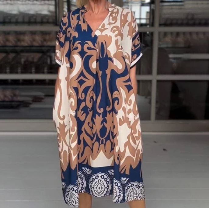 Siria | Vestito organico svasato con scollo a V elegante