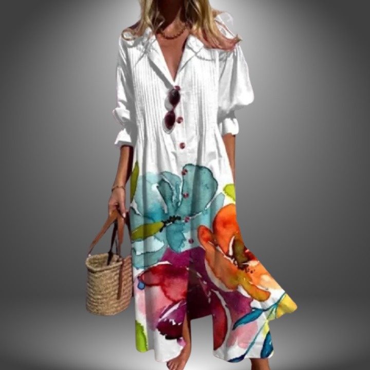 Ludovica | Vestito Lungo Artigianale Colorato