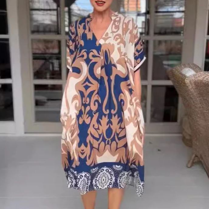Siria | Vestito organico svasato con scollo a V elegante