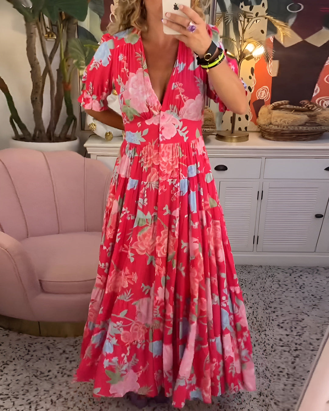 Carine | Abito con scollo a V e stampa floreale