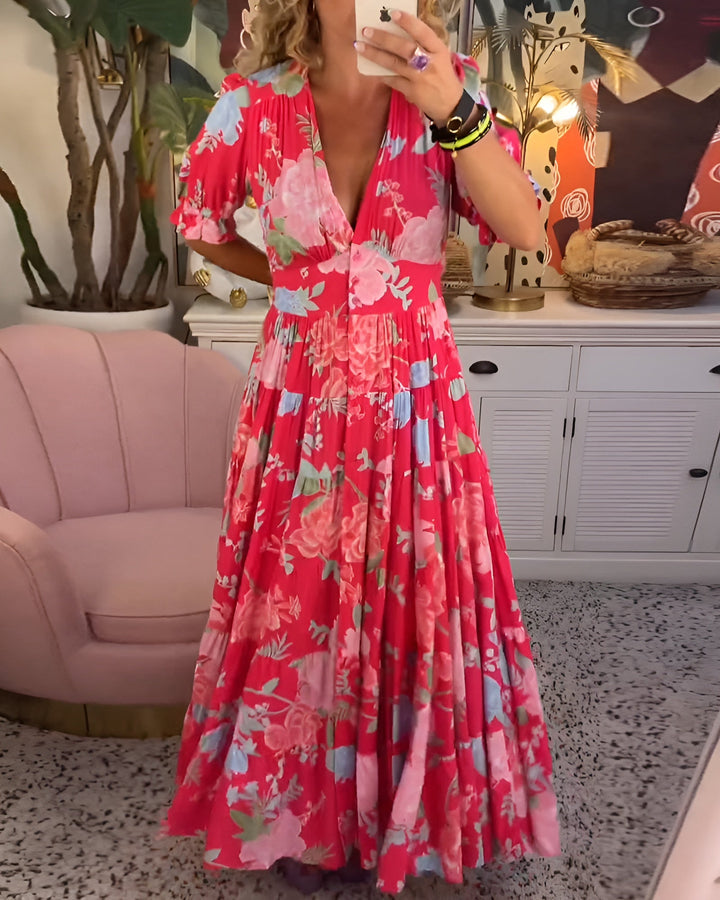 Carine | Abito con scollo a V e stampa floreale