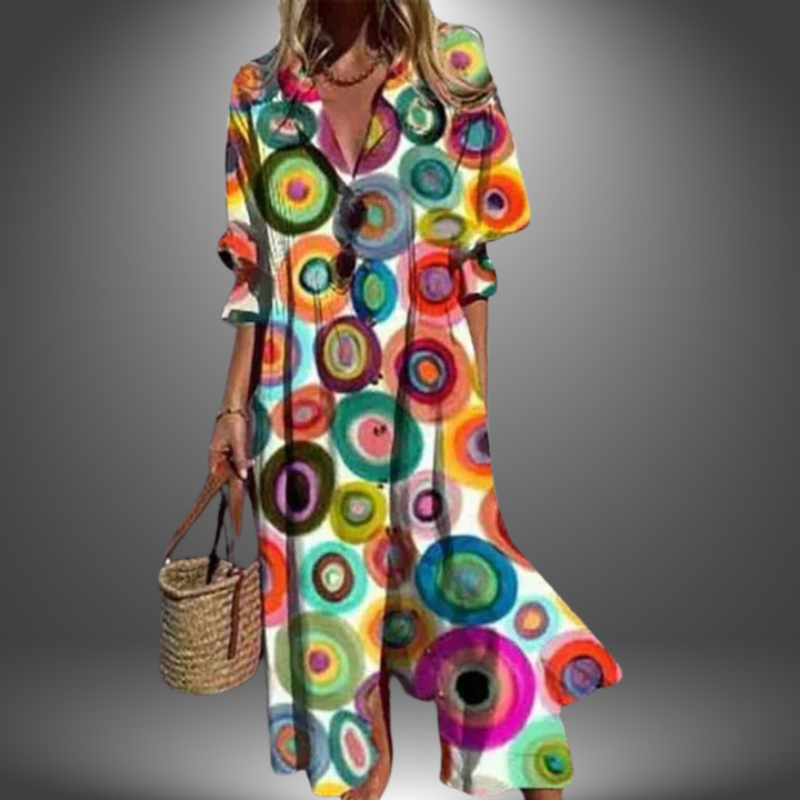 Ludovica | Vestito Lungo Artigianale Colorato