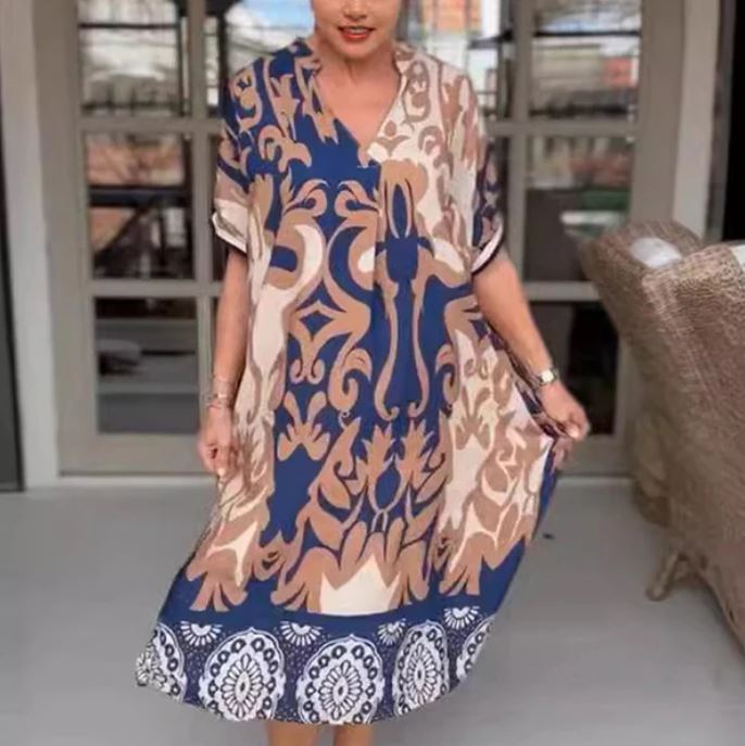 Siria | Vestito organico svasato con scollo a V elegante
