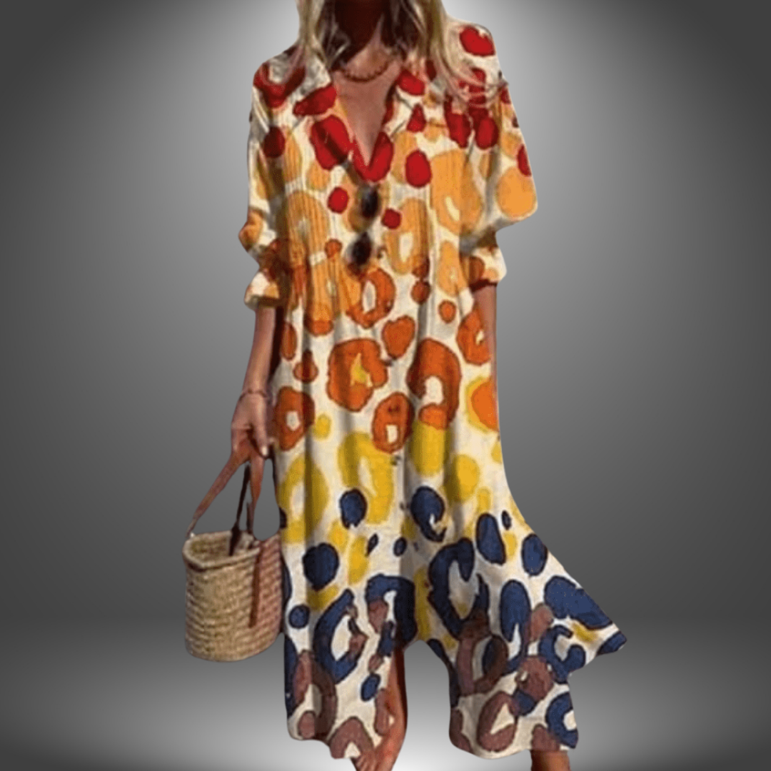 Ludovica | Vestito Lungo Artigianale Colorato
