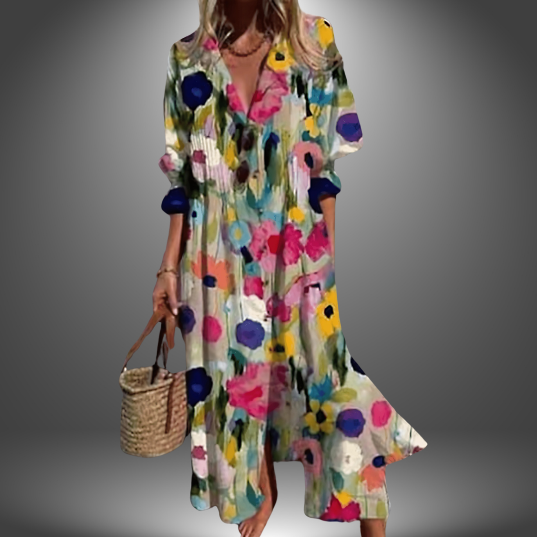 Ludovica | Vestito Lungo Artigianale Colorato