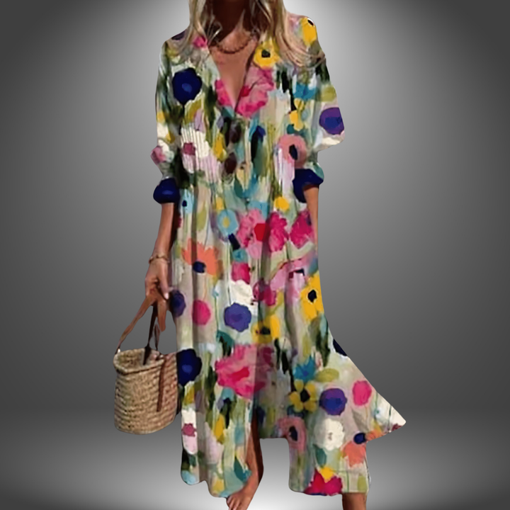 Ludovica | Vestito Lungo Artigianale Colorato