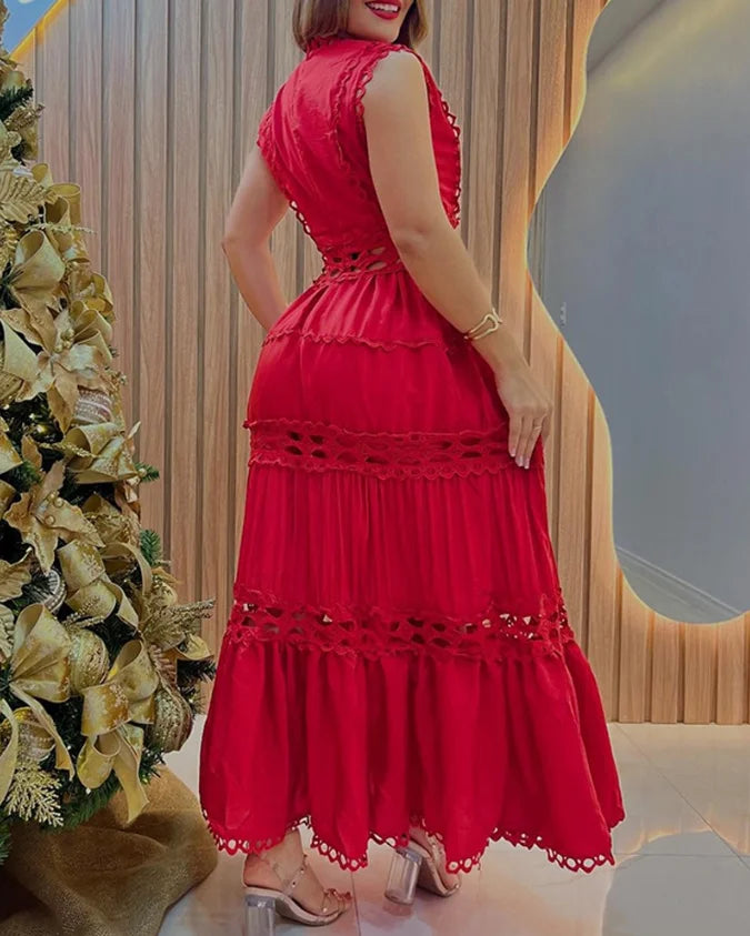 Seraphina | Abito in pizzo artigianale con scollatura a V