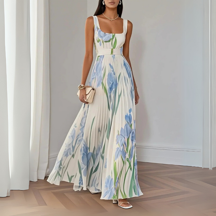 Nina | Vestito lungo plissettato floreale