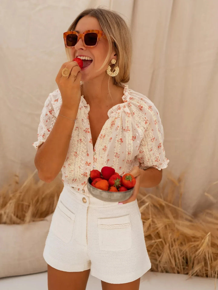 Elina | Blusa elegante floreale artigianale