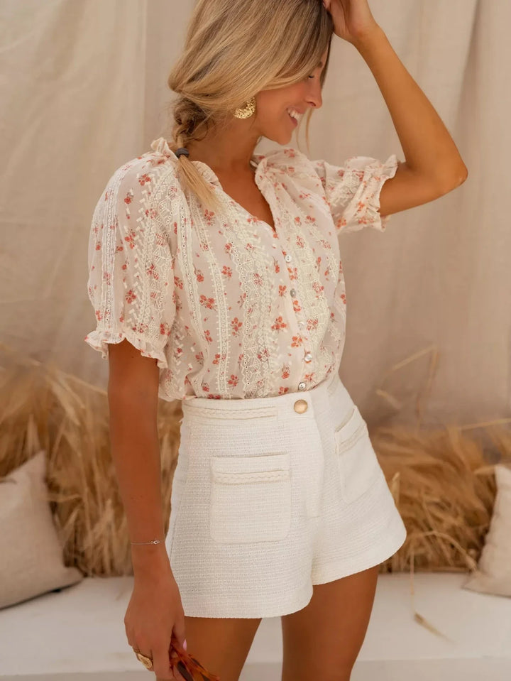 Elina | Blusa elegante floreale artigianale