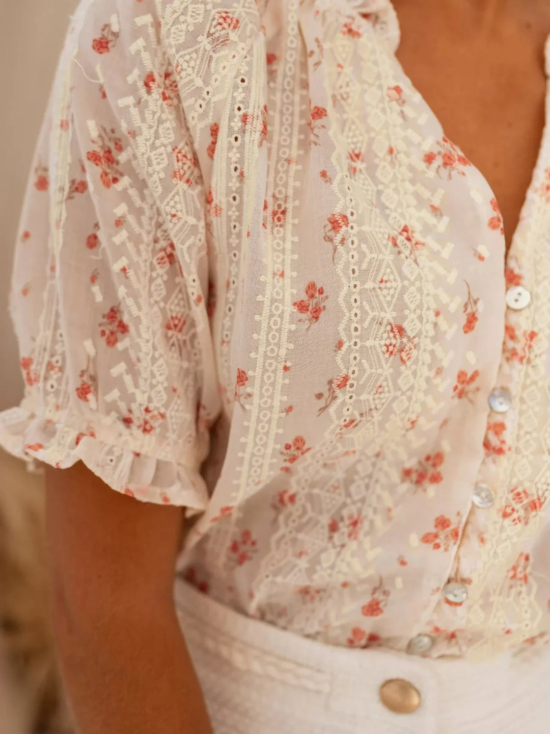 Elina | Blusa elegante floreale artigianale