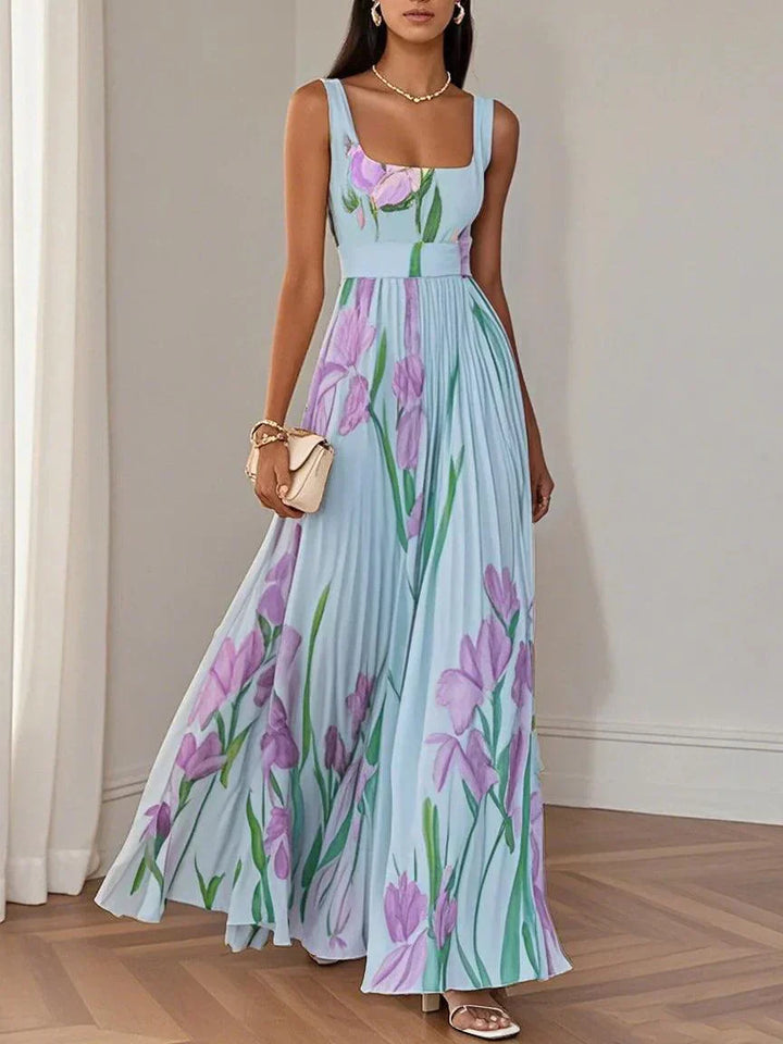 Nina | Vestito lungo plissettato floreale