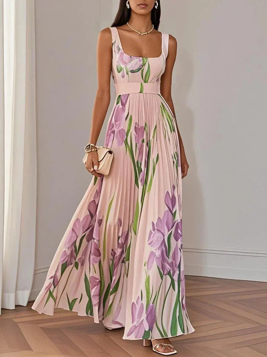 Nina | Vestito lungo plissettato floreale