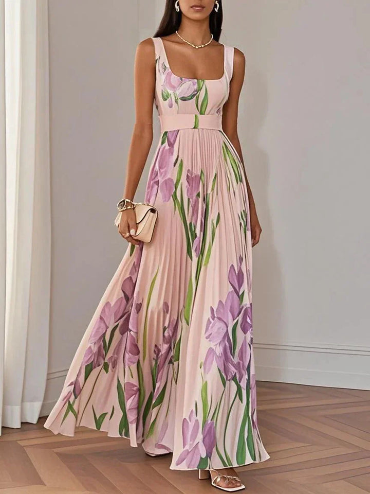 Nina | Vestito lungo plissettato floreale