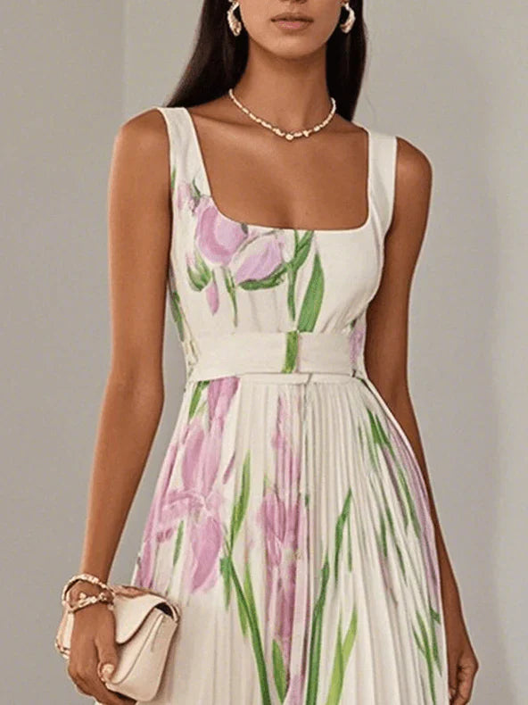 Nina | Vestito lungo plissettato floreale