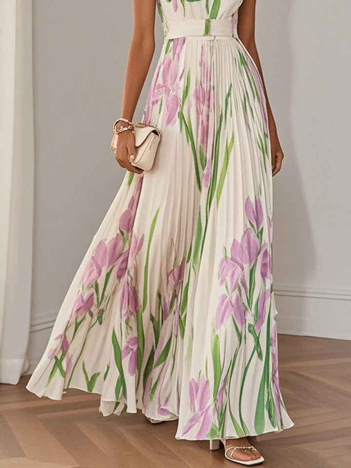 Nina | Vestito lungo plissettato floreale