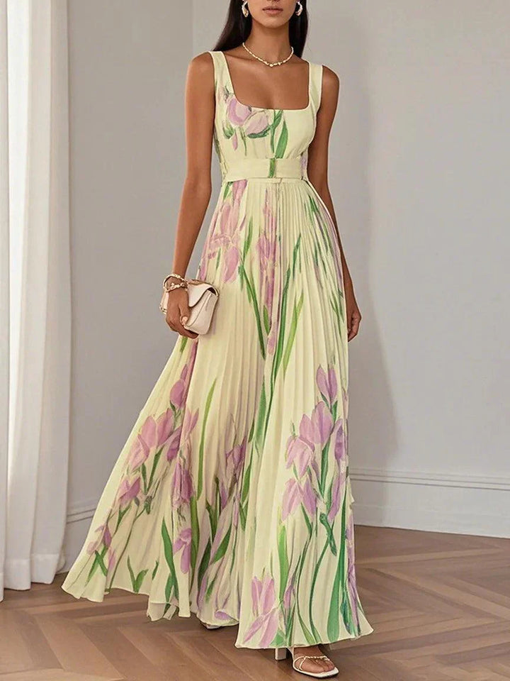 Nina | Vestito lungo plissettato floreale
