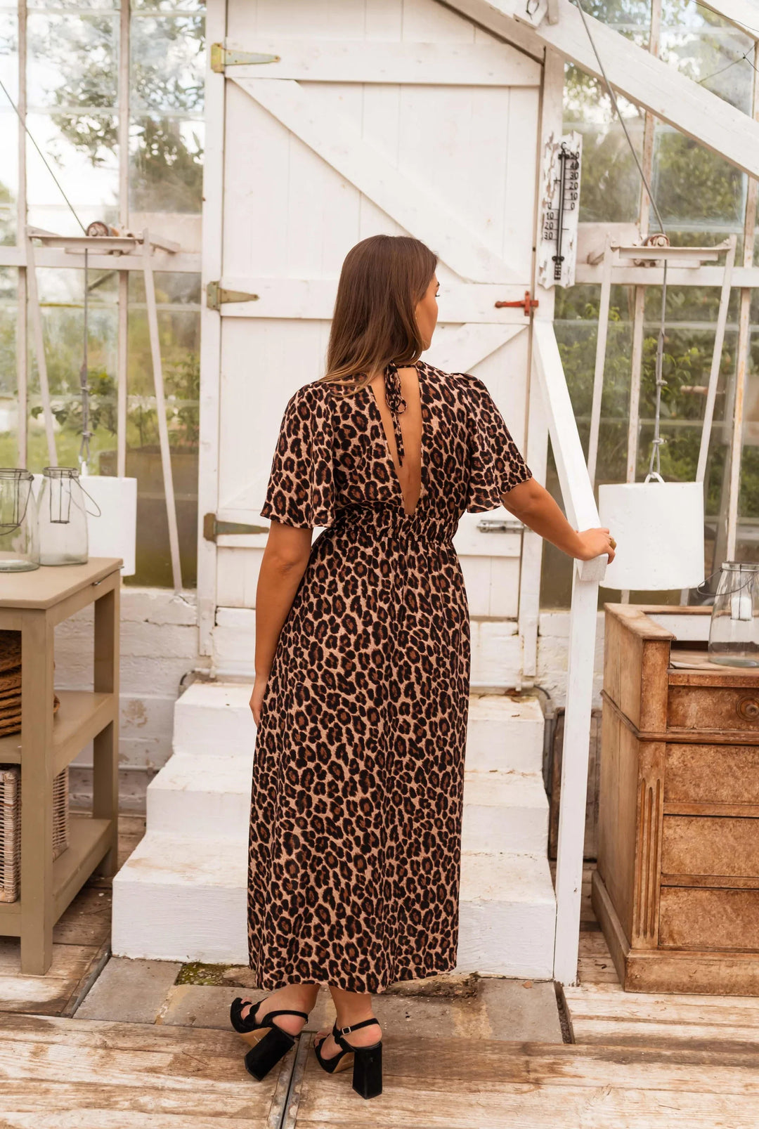 Stella | Maxi abito leopardato in tessuto italiano di alta qualità