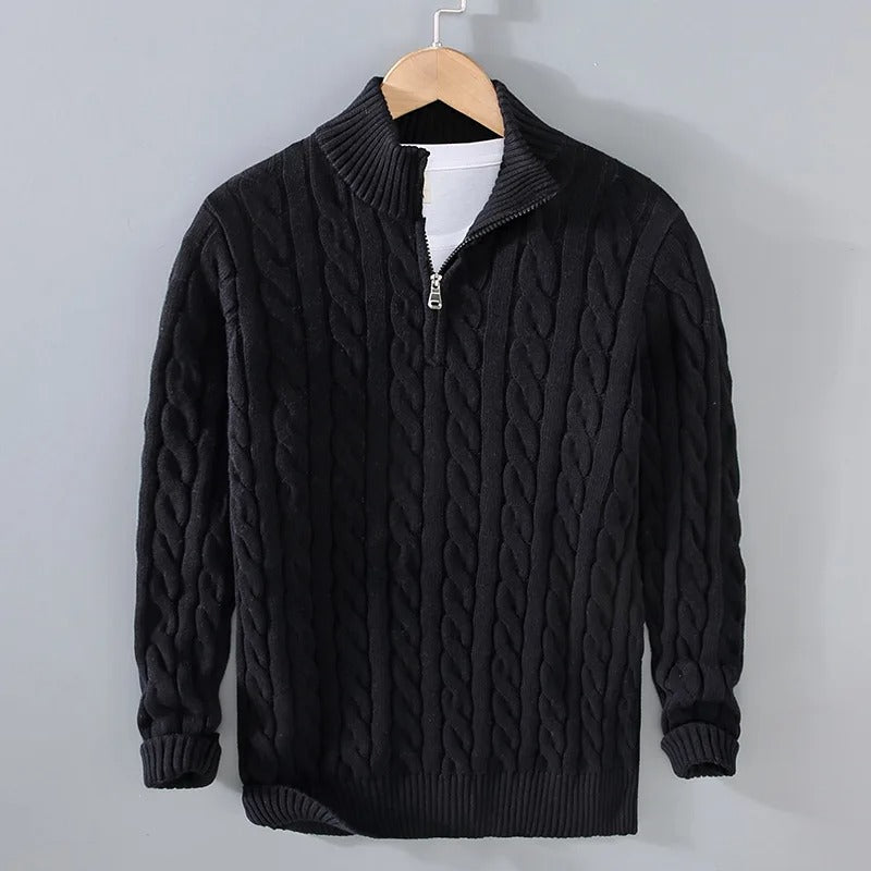Thomas™ | Pullover con Cerniera in Maglia a Trecce