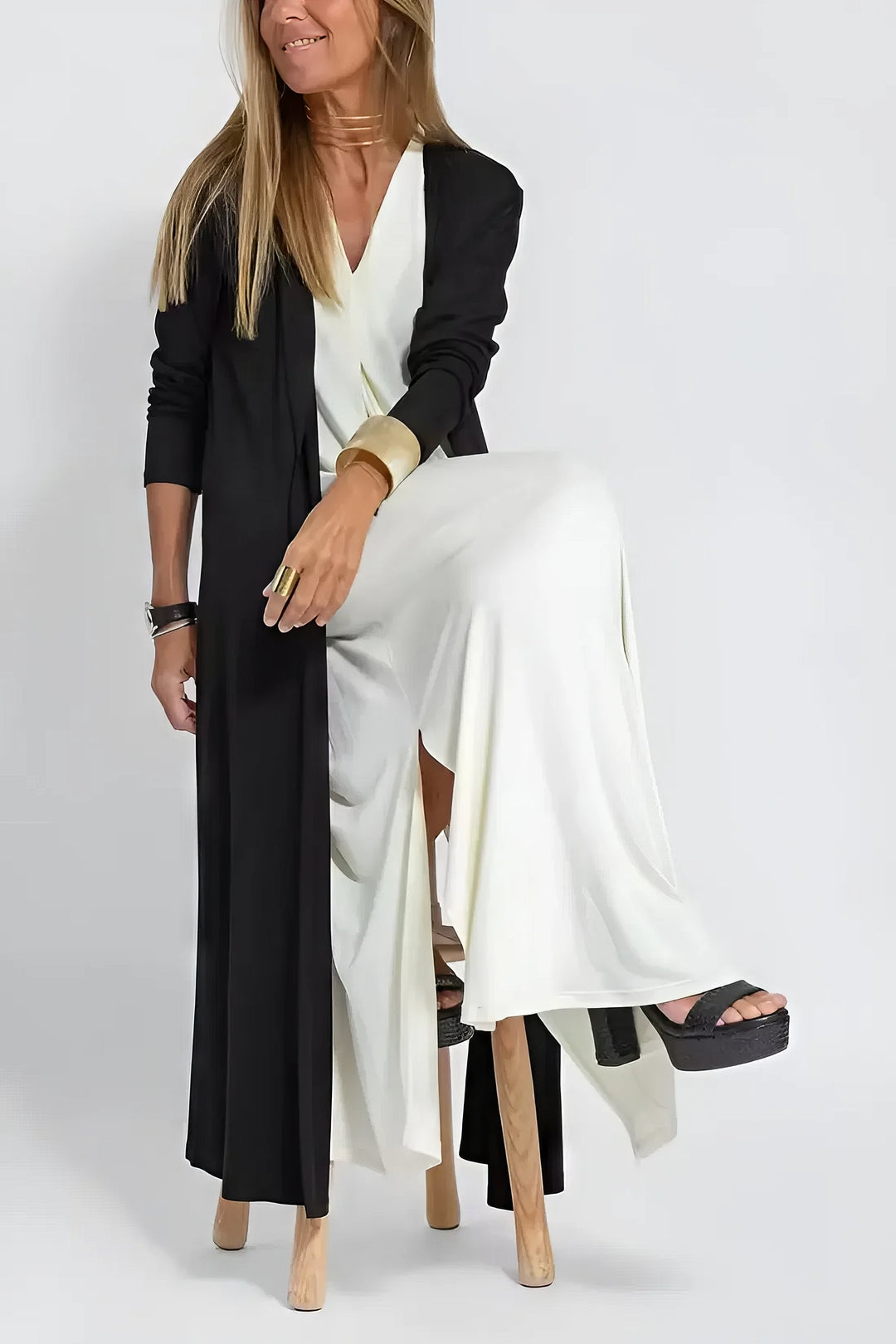 Elena | Abito lungo elegante con cardigan
