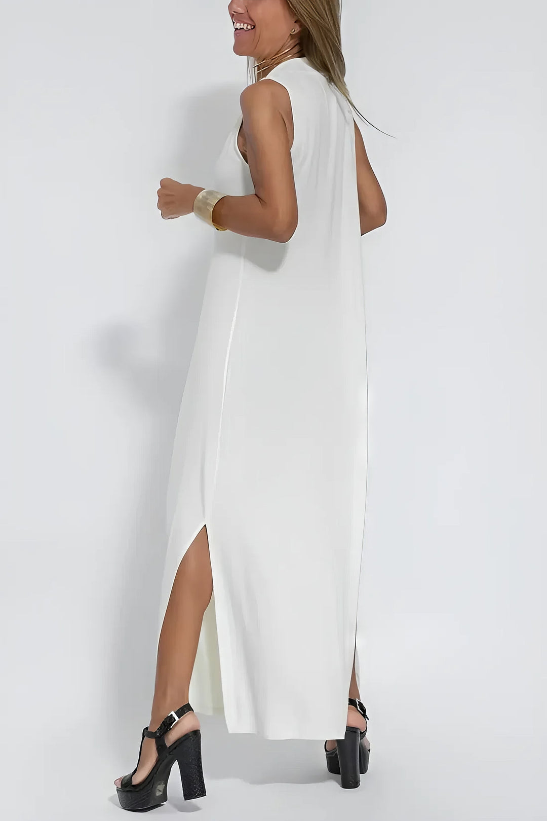 Claire | Abito lungo elegante in cotone misto lino