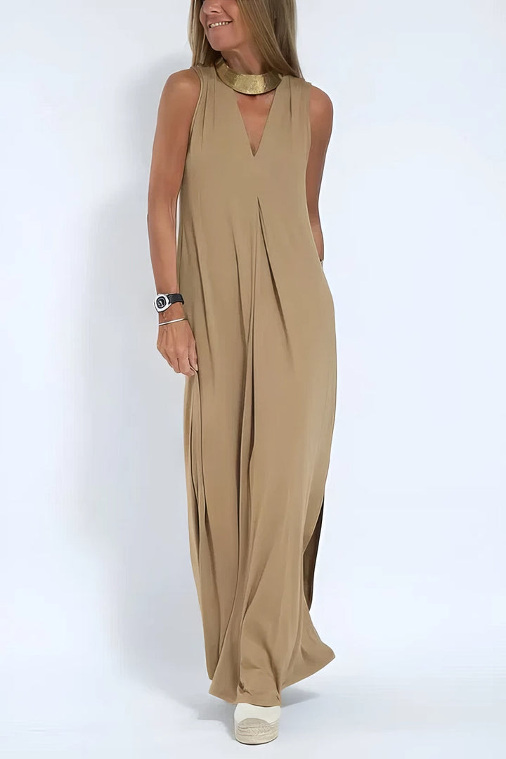 Claire | Abito lungo elegante in cotone misto lino