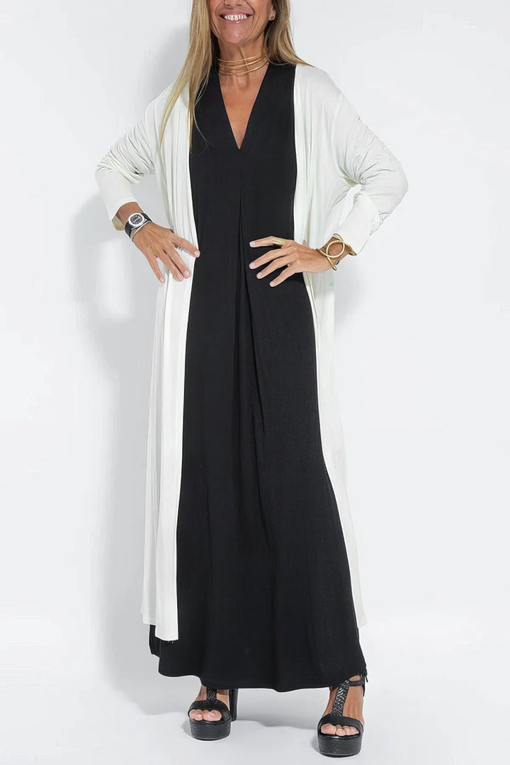 Elena | Abito lungo elegante con cardigan