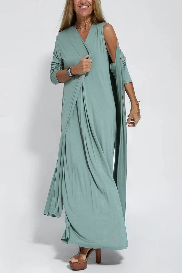 Claire | Abito lungo elegante in cotone misto lino