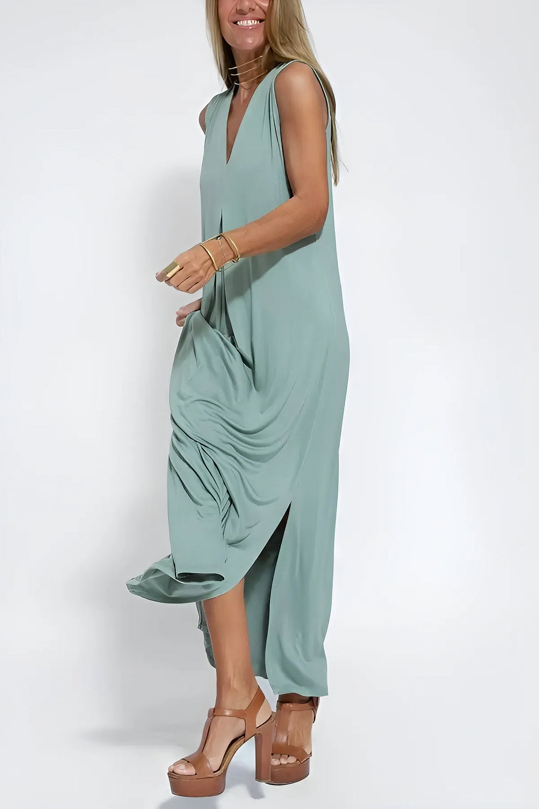 Elena | Abito lungo elegante con cardigan